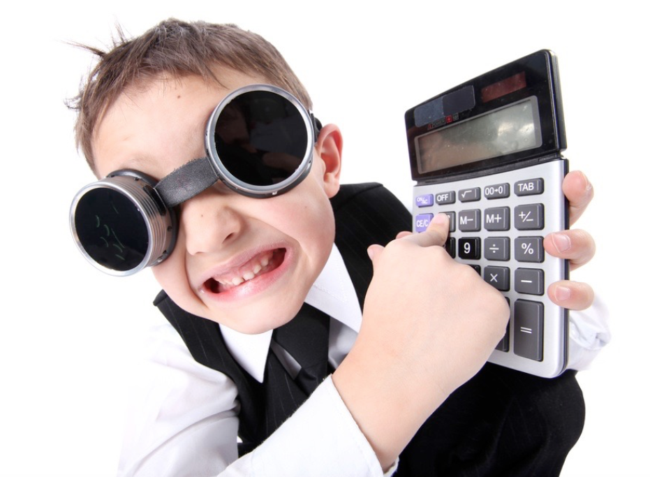 kid with calculator